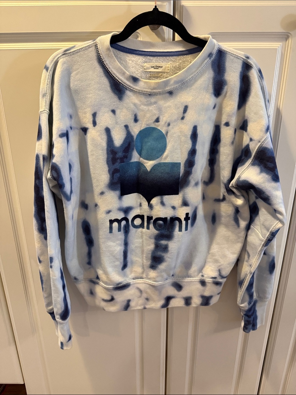 Isabel Marant Blue Tie-Dye Logo Crewneck Sweatshirt